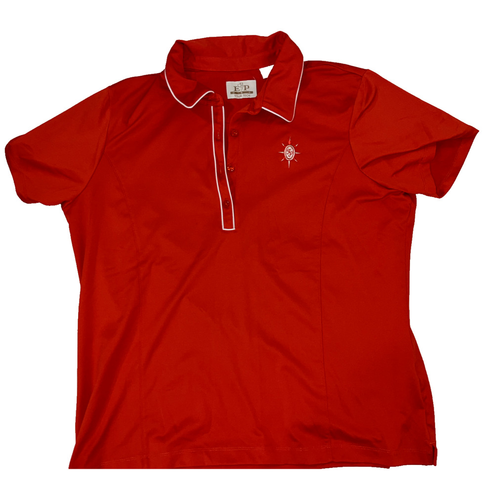 Ep Pro Tour Tech Women's Size XL Orange S/S Golf Polo Shirt White Piping